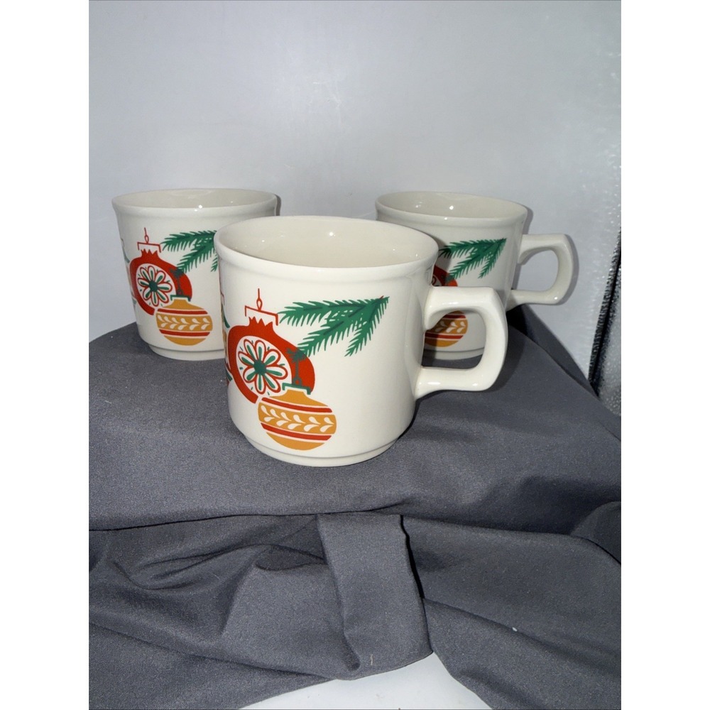 Vintage 70'S  Lillian Vernon Christmas Ornaments Cup Set 3 Retro Made in Ireland